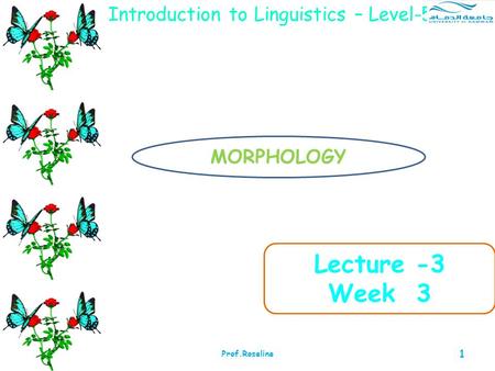 Lecture -3 Week 3 Introduction to Linguistics – Level-5 MORPHOLOGY