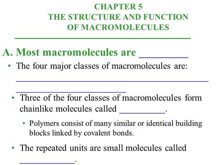 A. Most macromolecules are _________