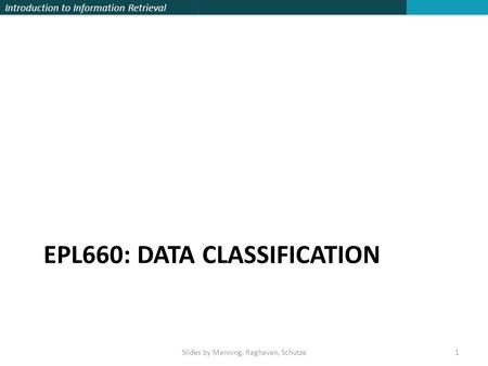 EPL660: DATA CLASSIFICATION