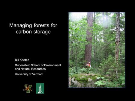 Managing forests for carbon storage Bill Keeton Rubenstein School of Environment and Natural Resources University of Vermont.