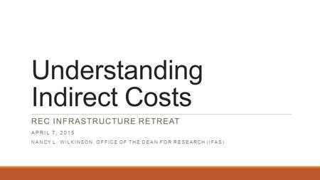 Understanding Indirect Costs