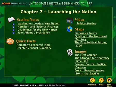 Chapter 7 – Launching the Nation