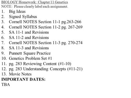 Cornell NOTES Section 11-1 pg