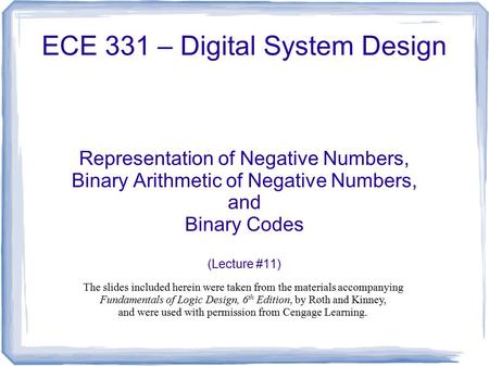 ECE 331 – Digital System Design