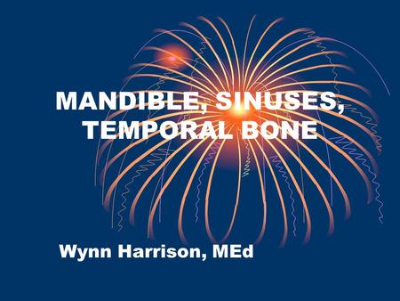 MANDIBLE, SINUSES, TEMPORAL BONE Wynn Harrison, MEd.