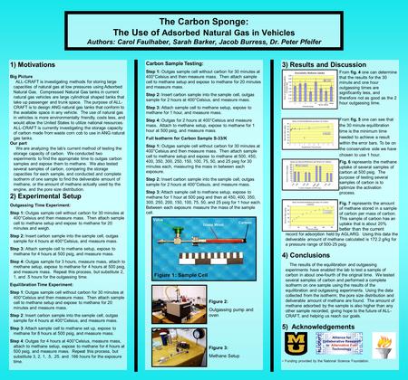 The Carbon Sponge: The Use of Adsorbed Natural Gas in Vehicles Authors: Carol Faulhaber, Sarah Barker, Jacob Burress, Dr. Peter Pfeifer 1) Motivations.