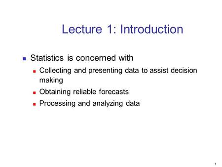 Lecture 1: Introduction