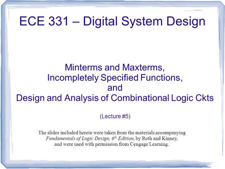 ECE 331 – Digital System Design