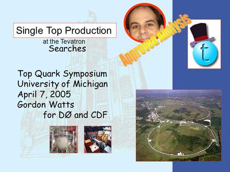 Single Top Production at the Tevatron Top Quark Symposium University of Michigan April 7, 2005 Gordon Watts for DØ and CDF Searches.