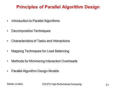 Principles of Parallel Algorithm Design