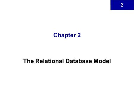 The Relational Database Model