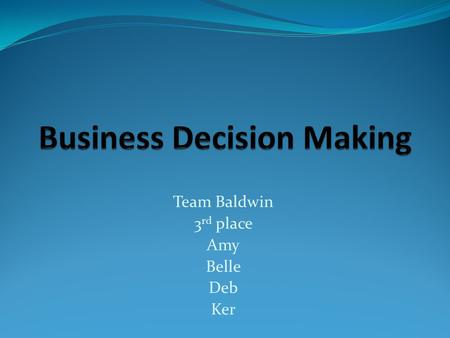 Team Baldwin 3 rd place Amy Belle Deb Ker. Recap Our performance from round one to round seven Stock prices Profits Inventory levels Sales and promotion.