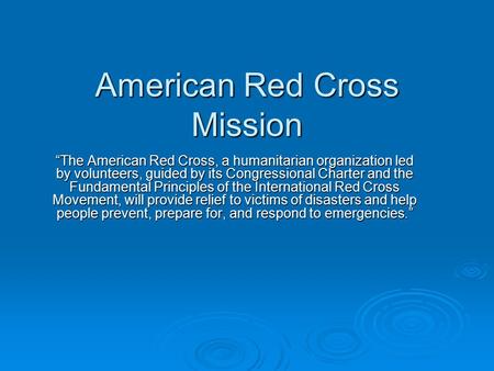 American Red Cross Mission