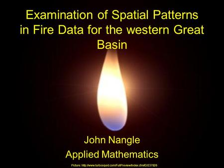 Examination of Spatial Patterns in Fire Data for the western Great Basin John Nangle Applied Mathematics Picture: