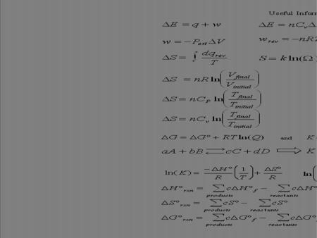 Lecture 10:  G, Q, and K Reading: Zumdahl 10.10, 10.11 Outline –Relating  G to Q –Relating  G to K –The temperature dependence of K.