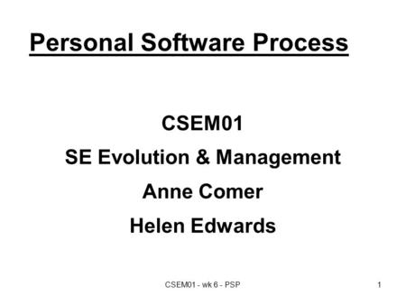 Personal Software Process