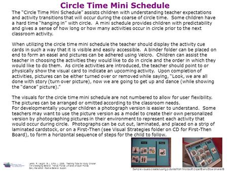 Circle Time Mini Schedule