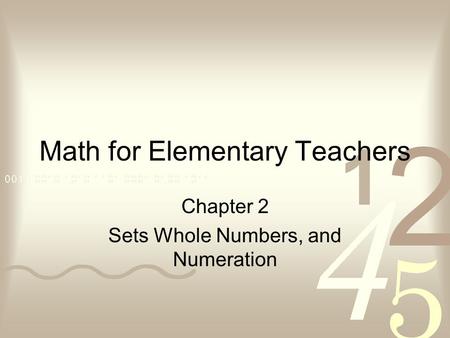 Math for Elementary Teachers