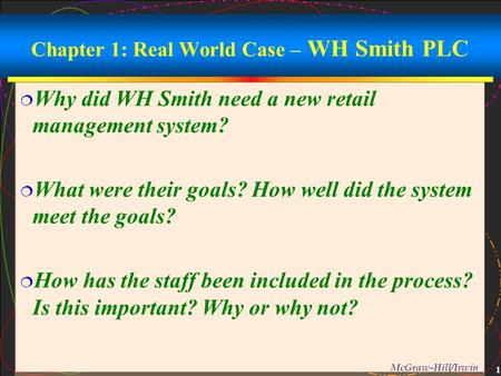 Chapter 1: Real World Case – WH Smith PLC