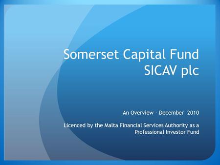 Somerset Capital Fund SICAV plc