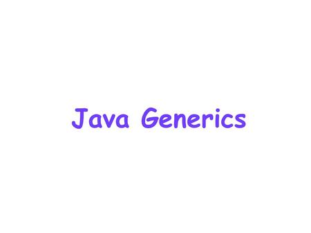 Java Generics.