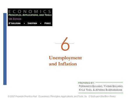 Unemploymentand Inflation F ERNANDO Q UIJANO, Y VONN Q UIJANO, K YLE T HIEL & A PARNA S UBRAMANIAN PREPARED BY: © 2007 Pearson/Prentice Hall Economics: