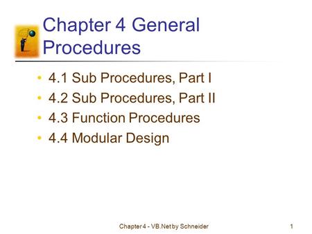 Chapter 4 General Procedures