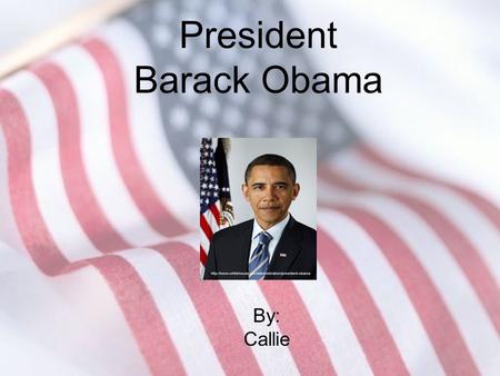 President Barack Obama By: Callie. Fast Facts: He was the 44 th president Years in Office: 2009-? Number of Terms: Currently in office Political Party: