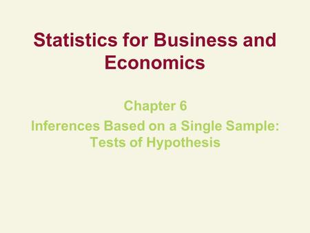 Statistics for Business and Economics