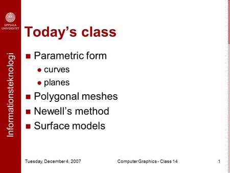 Computer Graphics - Class 14