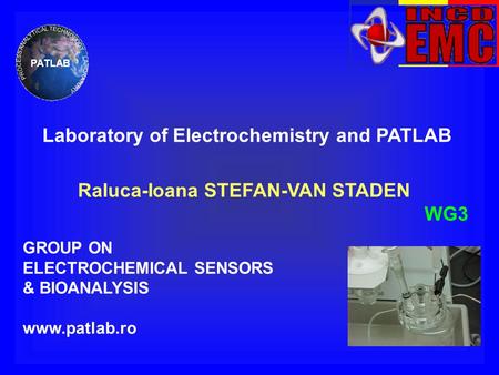 GROUP ON ELECTROCHEMICAL SENSORS & BIOANALYSIS www.patlab.ro Raluca-Ioana STEFAN-VAN STADEN WG3 PATLAB Laboratory of Electrochemistry and PATLAB.