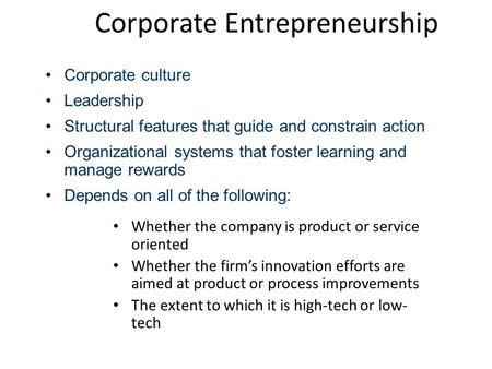 Corporate Entrepreneurship