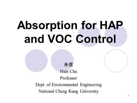 Absorption for HAP and VOC Control