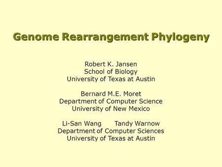 Genome Rearrangement Phylogeny