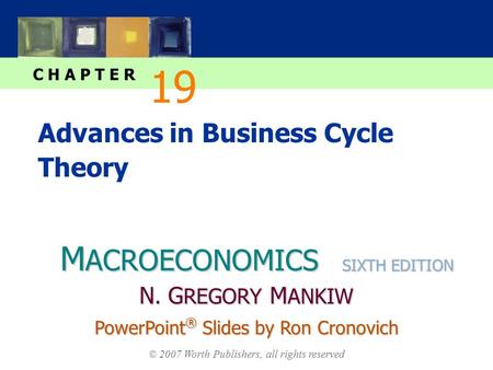 M ACROECONOMICS C H A P T E R © 2007 Worth Publishers, all rights reserved SIXTH EDITION PowerPoint ® Slides by Ron Cronovich N. G REGORY M ANKIW Advances.