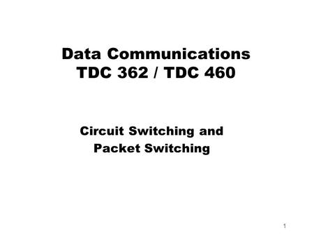 Data Communications TDC 362 / TDC 460