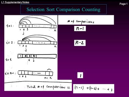 L1 Supplementary Notes Page 1 Selection Sort Comparison Counting.