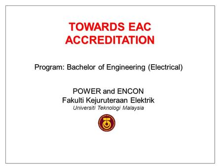 TOWARDS EAC ACCREDITATION