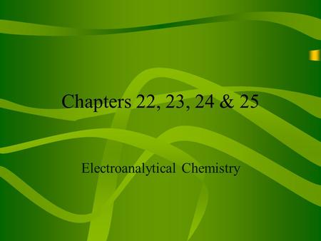 Electroanalytical Chemistry