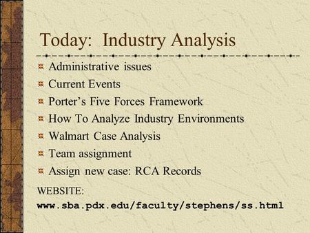 Today: Industry Analysis