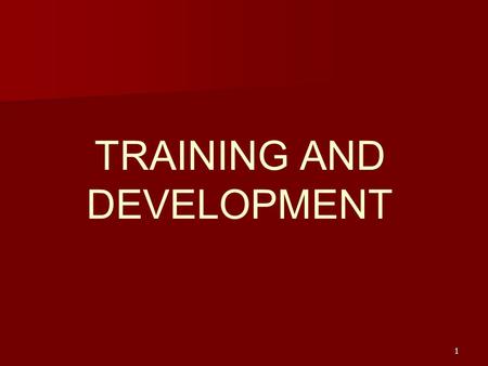 TRAINING AND DEVELOPMENT