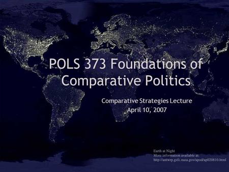 POLS 373 Foundations of Comparative Politics