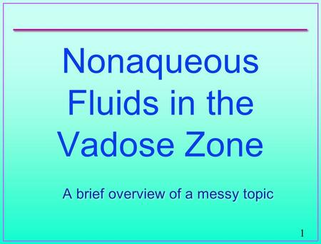 Nonaqueous Fluids in the Vadose Zone