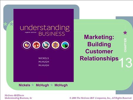 ****** 13-1 1-1 McGraw-Hill/Irwin Understanding Business, 8e © 2008 The McGraw-Hill Companies, Inc., All Rights Reserved. Nickels McHugh McHugh ** 13 CHAPTER.