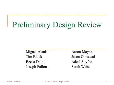 Preliminary Design Review