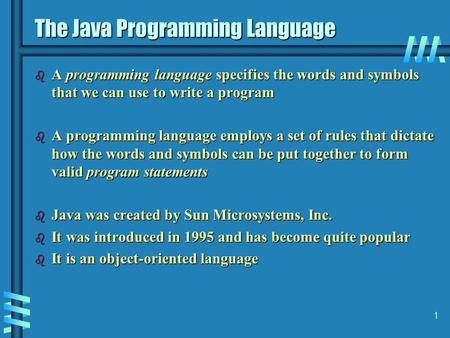 The Java Programming Language