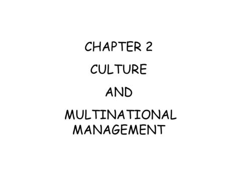 MULTINATIONAL MANAGEMENT