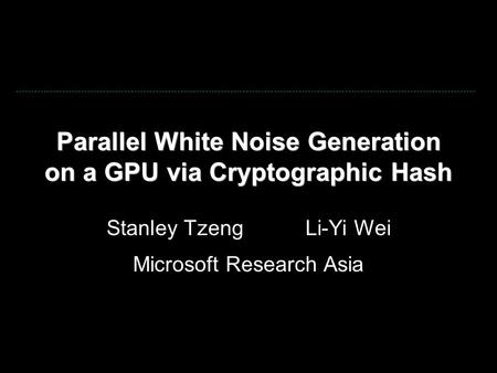 Parallel White Noise Generation on a GPU via Cryptographic Hash