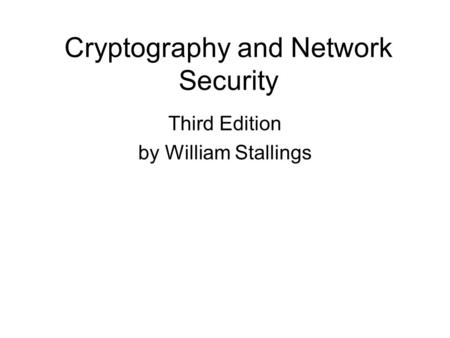 Cryptography and Network Security