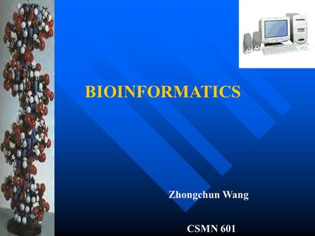 BIOINFORMATICS CSMN 601 Zhongchun Wang. AGENDA What is Bioinformatics History Genome ABC Technology Industry Overview Ethical, Legal, and Social Implications.